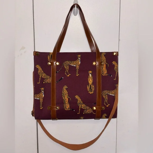 Modcloth Maroon Leopard Print Tote Bag - Picture 7 of 9